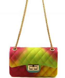 Rainbow Quilted Jelly Mini Crossbody 7058 A